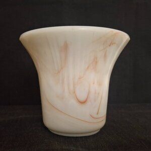 Vintage Akro Agate Marbled Slag Glass Flower Pot Art Deco Graduated Darts 4"